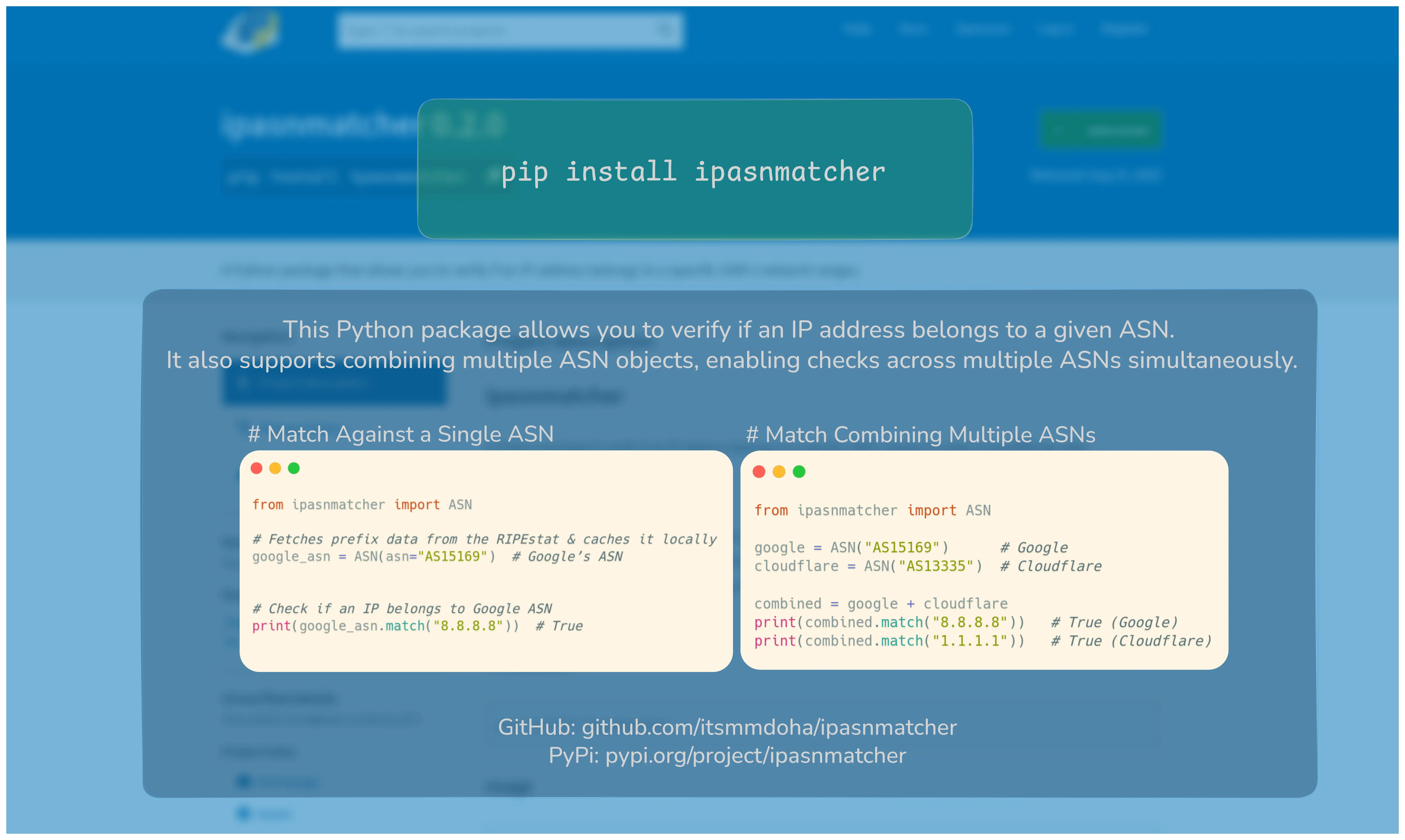 Ipasnmatcher - Python Package for Fast IP-to-ASN Matching